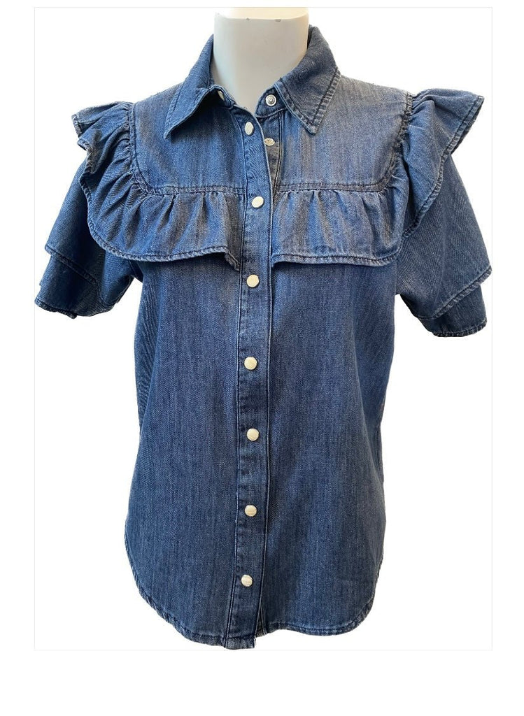 Brown SS Flair shirt - Tomorrow - Wash Middark Blue - Skjorter - PAG STUDIO