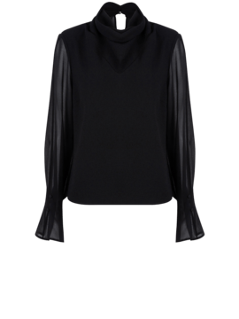 Cillan drapey collar top- Dante 6 - Black - Bluse - PAG STUDIO