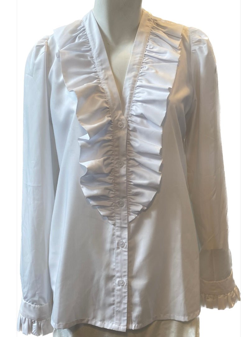 The queen ruffleV - Design by Lærke - White - Bluse - PAG STUDIO