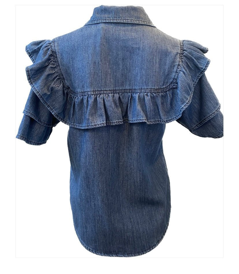 Brown SS Flair shirt - Tomorrow - Wash Middark Blue - Skjorter - PAG STUDIO
