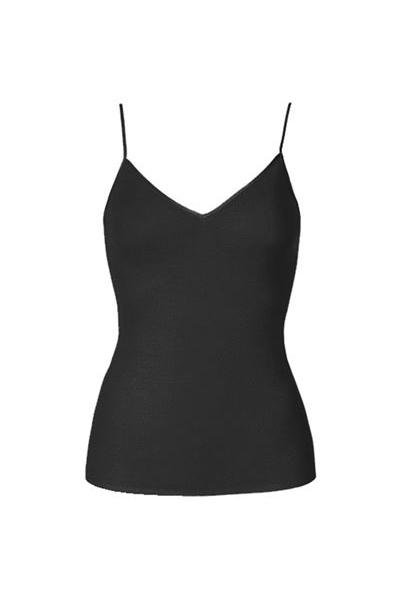 Hanro Spaghetti Top - Cotton Seamless, Black - Basic - porteagauche