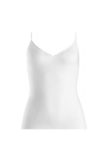 Hanro Spaghetti Top - Cotton Seamless, White - Basic - porteagauche