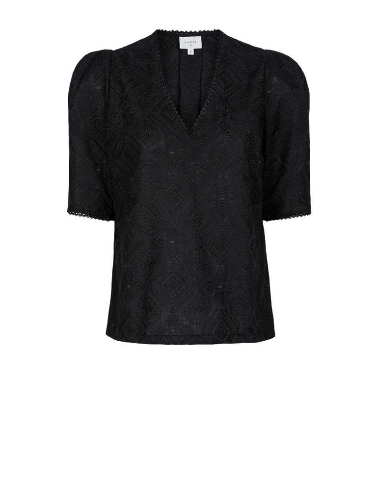 Telima embroidered top - Dante 6 - Black - Bluse - PAG STUDIO