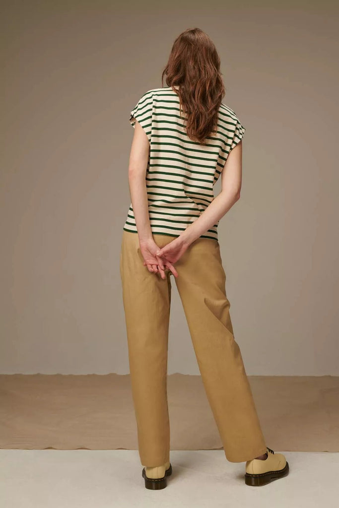 The Oxane-breton-striped-top - Le Mont Saint Michel - Forest green/ Offwhite - T-Shirts - PAG STUDIO